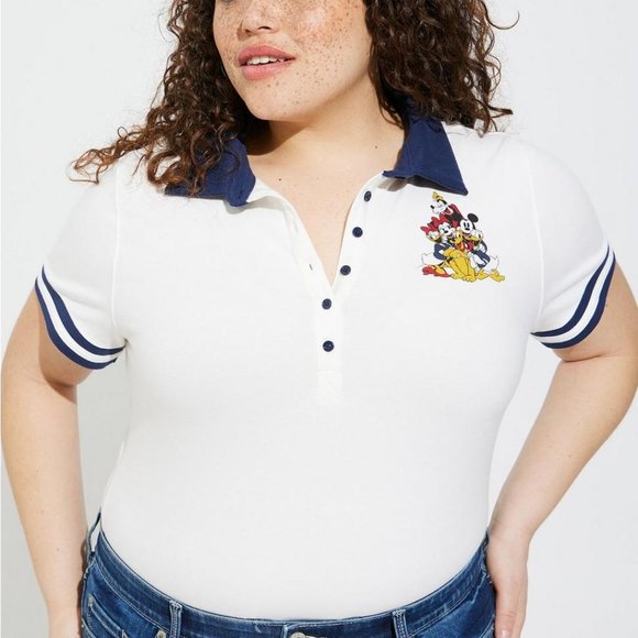 ❤️NWT VINTAGE TORRIID - MICKEY MINNIE MOUSE POLO JERSEY SHIRT - FOXY AMERICANA - Picture 12 of 15